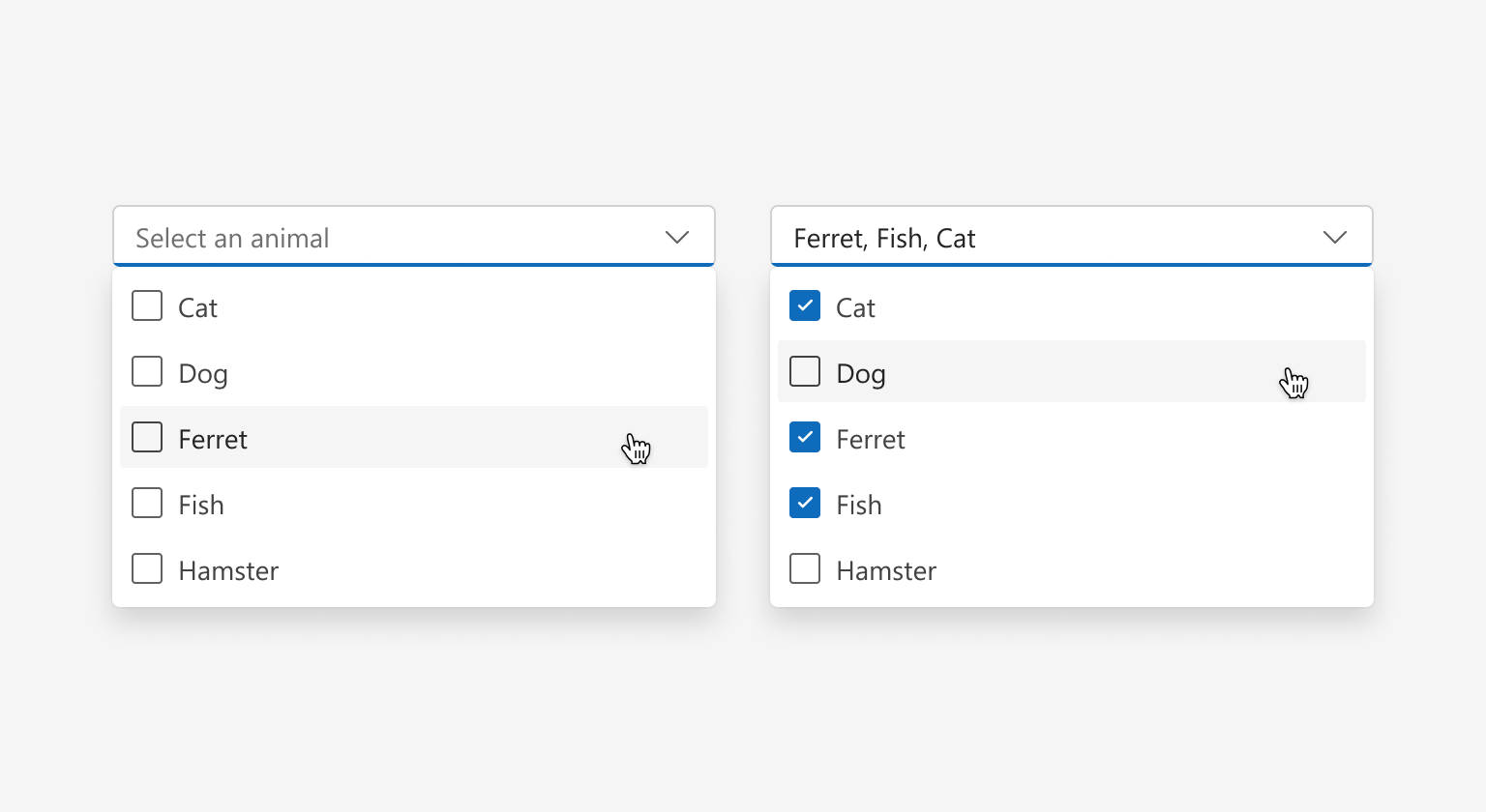 Multi-select dropdowns